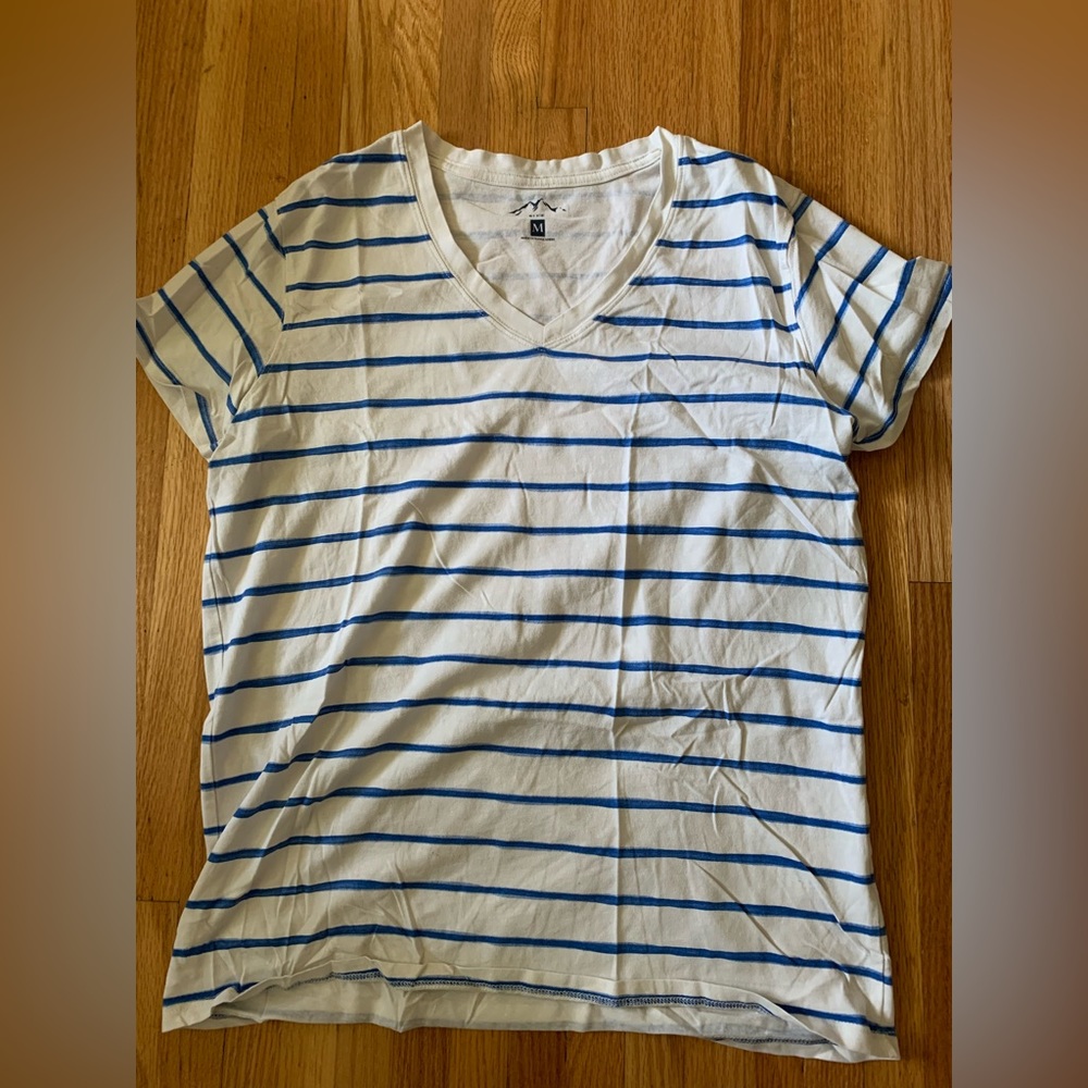Blue Mountain Women’s V-Neck Striped t-shirt